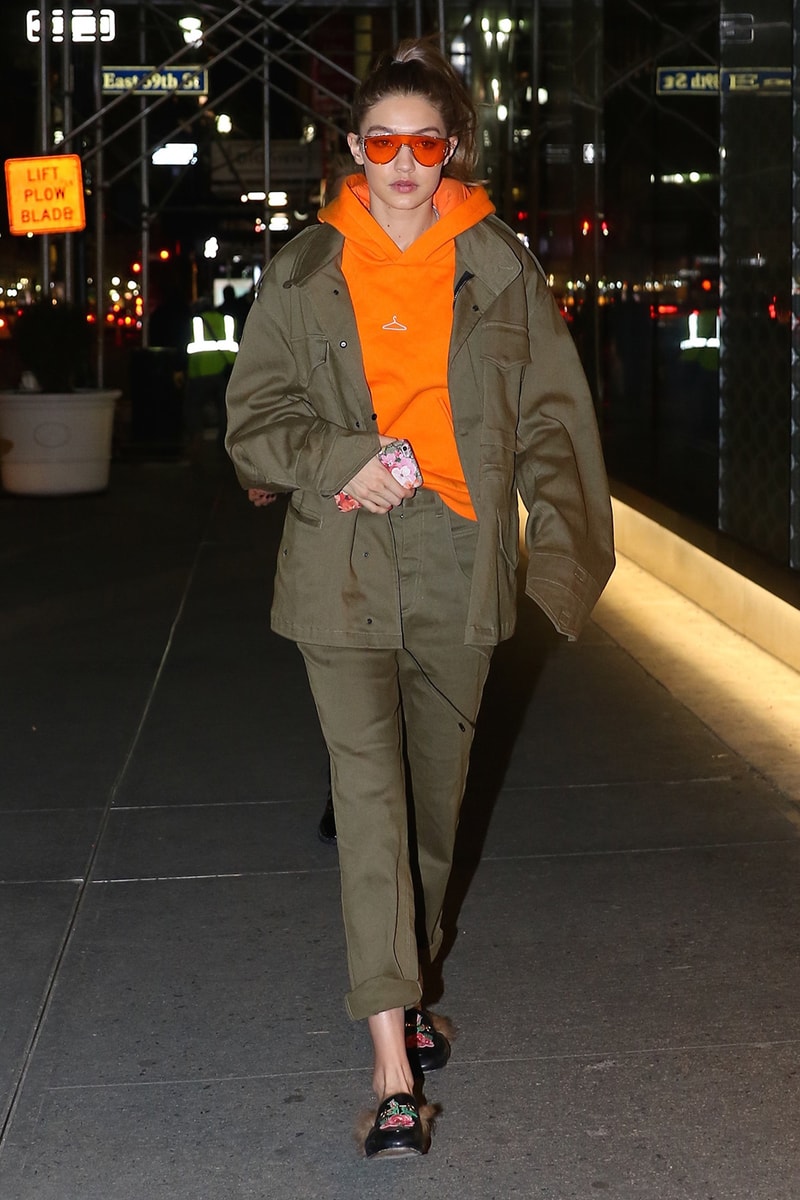 Gigi Hadid Holzweiler Hanger Hoodie Black Burgundy Orange