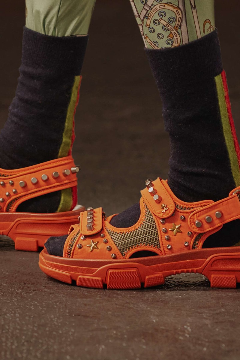 Gucci Cruise 2019 Runway Details Sandals Strap Orange