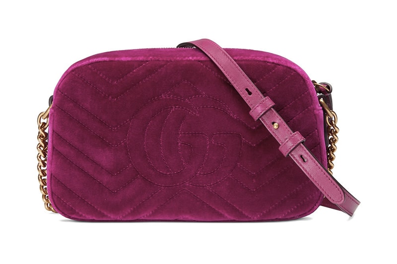 Where to Buy Gucci Fuchsia Velvet Marmont Shoulder Bag