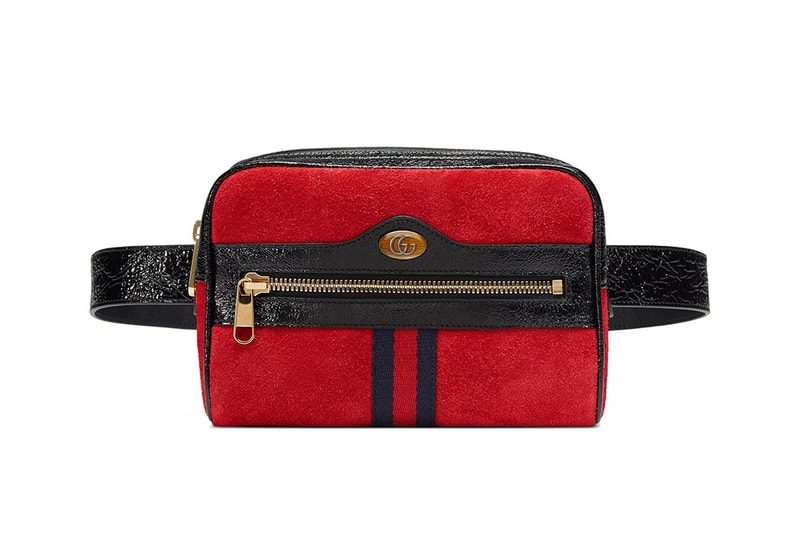 Gucci Ophidia Belt Bag in Red and Navy Designer Fanny Pack Suede