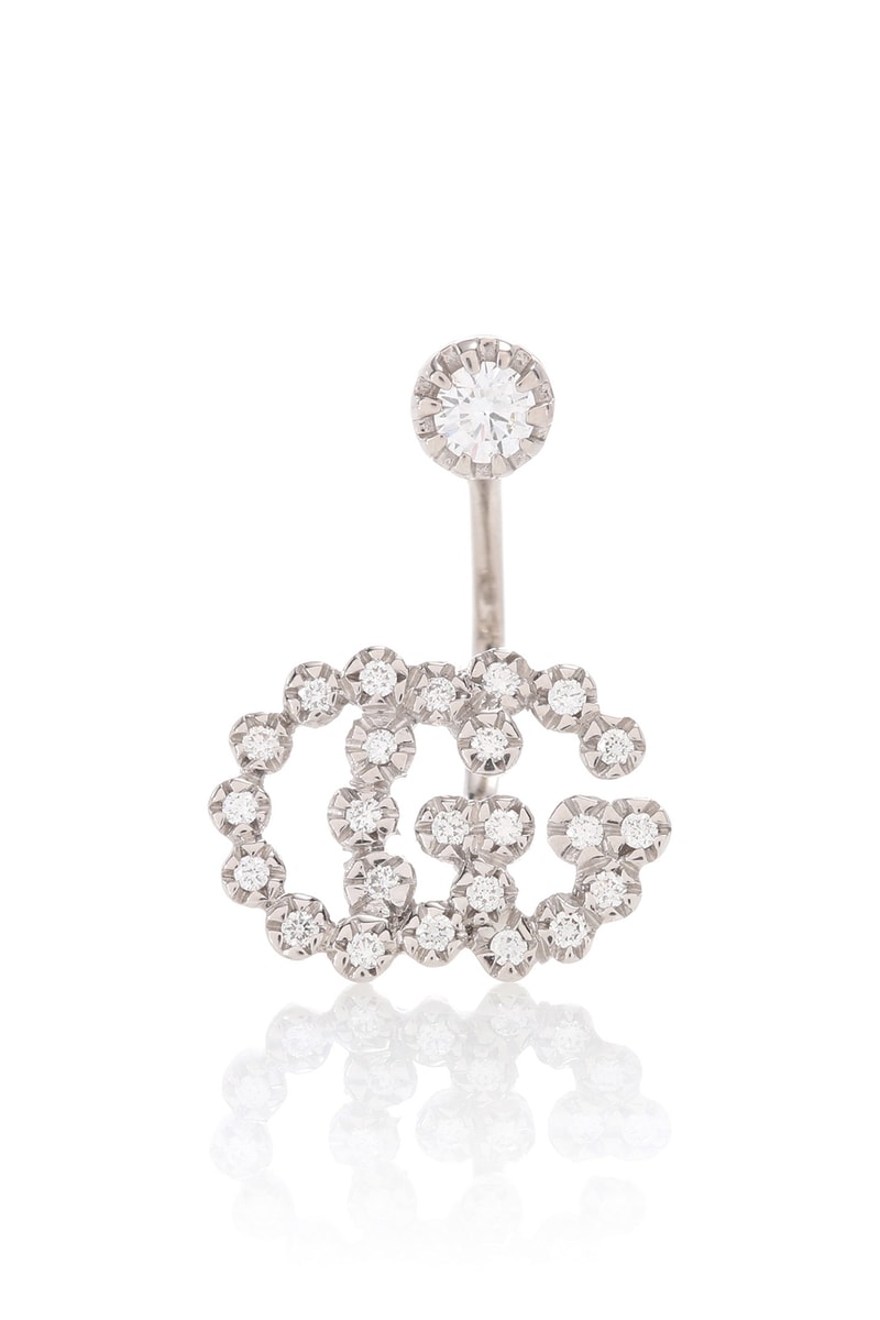 Gucci Running G Logo Single Diamond 18kt White Gold Earring