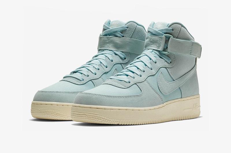 nike air force 1 hi high suede dusky pink powder blue mustard yellow