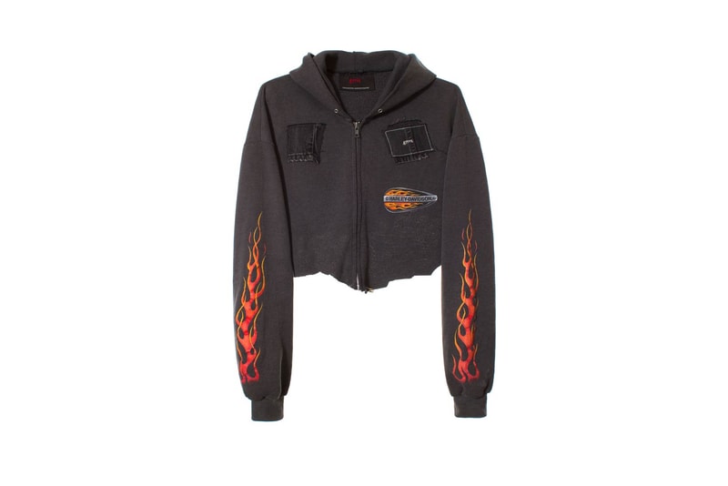 Sami Miro Vintage VFILES Harley Davidson Cropped Hoodie Black