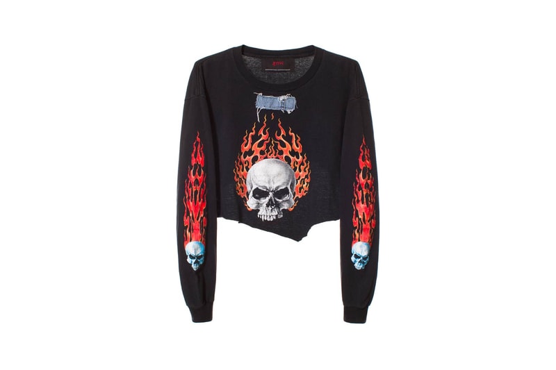 Sami Miro Vintage VFILES Skull Flame Longsleeve Cropped Tee Black