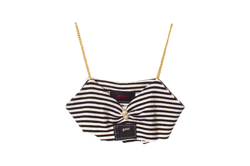 Sami Miro Vintage VFILES Cropped Striped Spaghetti Strap Top White Black