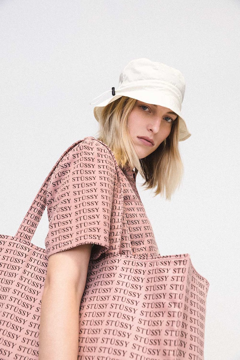 Stussy Women Summer 2018 Lookbook Pink Logo Shirt Bag Bucket Hat