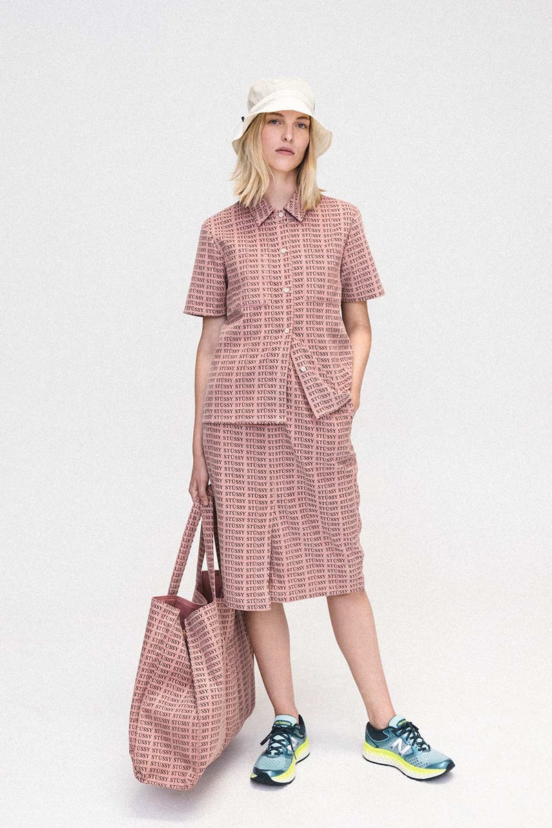 Stussy Women Summer 2018 Lookbook Pink Logo Shirt Skirt Tote Bag Bucket Hat