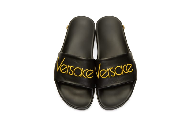 Add Versace's Black Logo Tribute Slides to Your Luxe Rotation