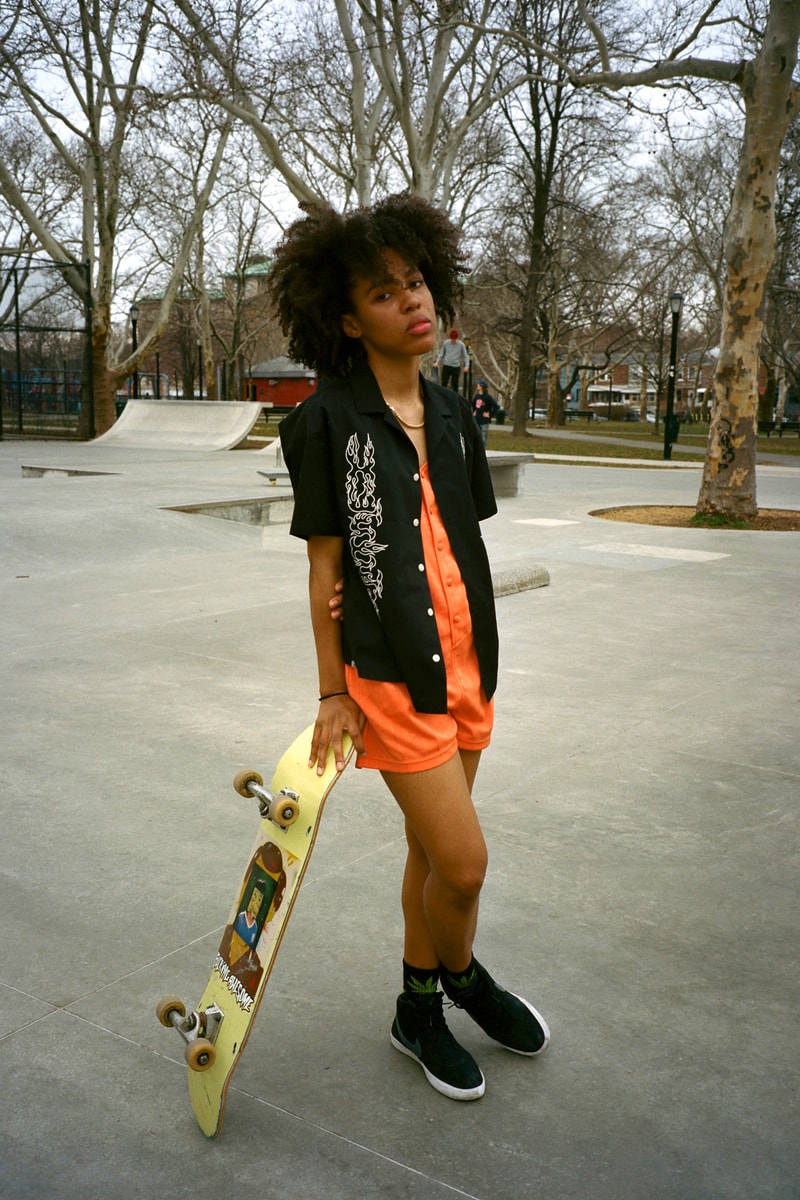 X-Girl Women Skate Collection Lookbook Shirt Dress Black Oranage