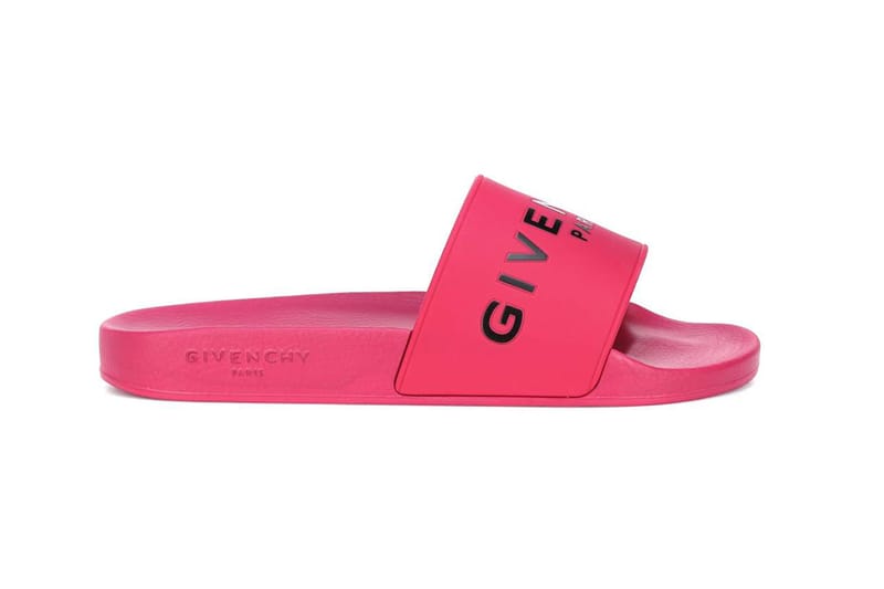 Peep Givenchy's Ultra Chic Logo Slides in "Fig Pink"