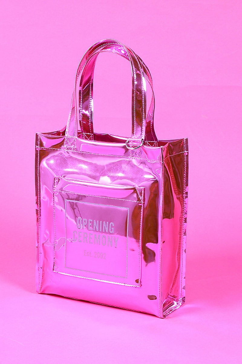 Opening Ceremony Mirror Tote Bags Pink Brown Lilac Translucent