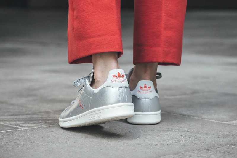 adidas Originals Shiny Metallic Silver Stan Smith Sneakers