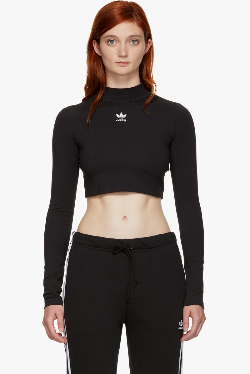 adidas Originals Logo Selection Lounge Pants Black Crop Top Turtleneck Black Trefoil Swimsuit Navy Three-Stripes T-Shirt Black Three-Stripes T-Shirt