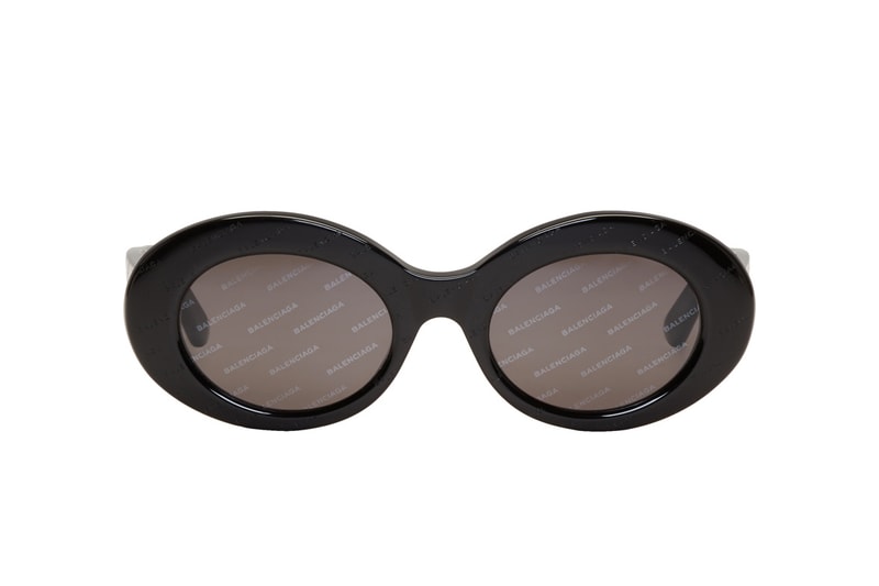 Balenciaga Black Logo Plastic Sunglasses Rounded Shades Frames