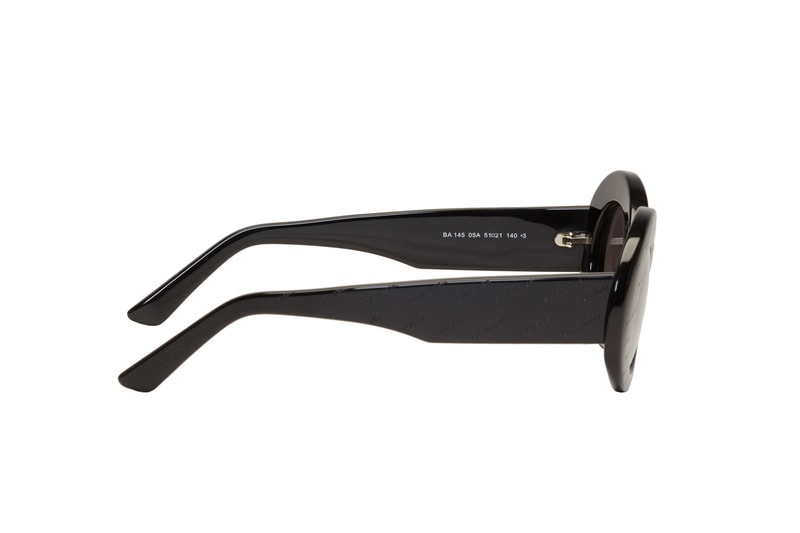 Balenciaga Black Logo Plastic Sunglasses Rounded Shades Frames