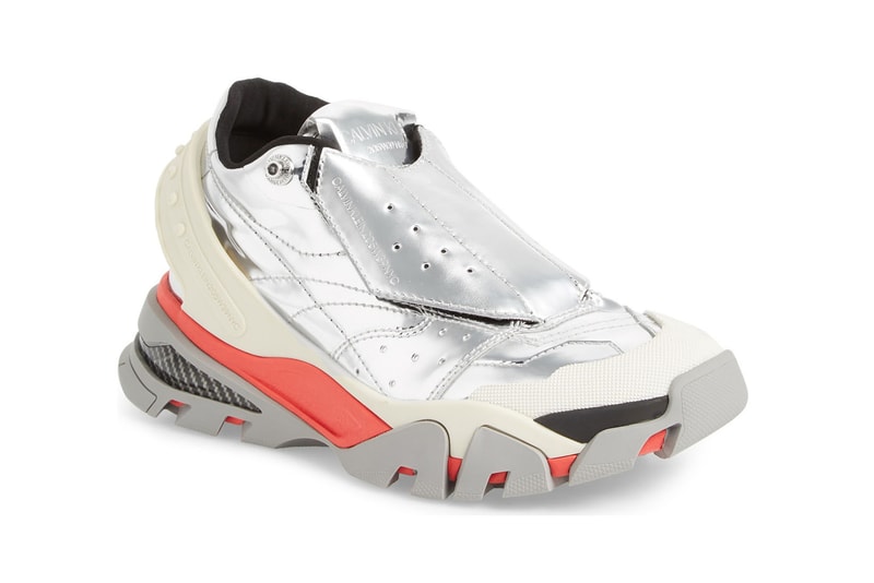 CALVIN KLEIN 205W39NYC Metallic Silver Carla Sneakers Bulky Chunky Dad Shoes
