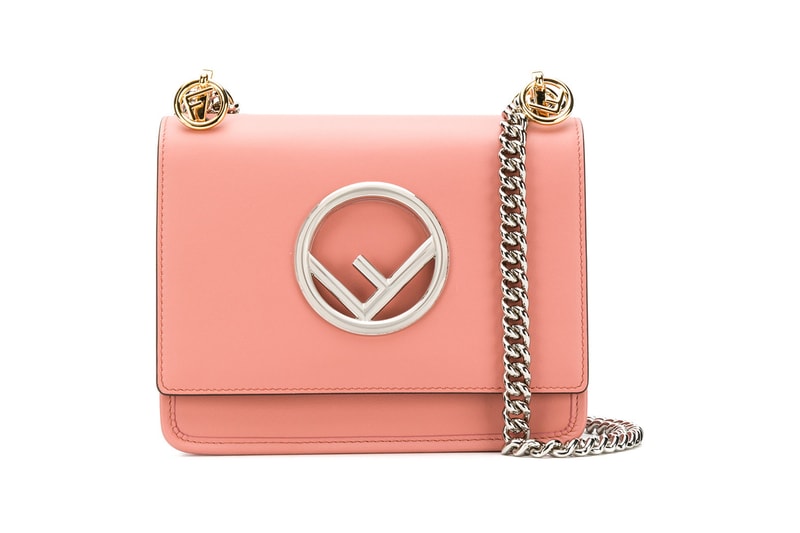 Fendi Kan Logo Leather Shoulder Bag Pink