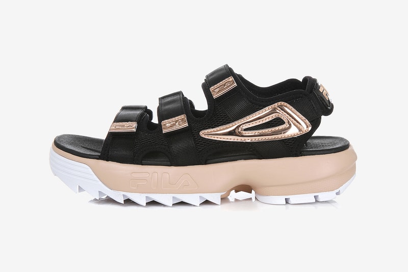 FILA Korea Chunky '90s Disruptor Sandals White Black Rose Gold Silver