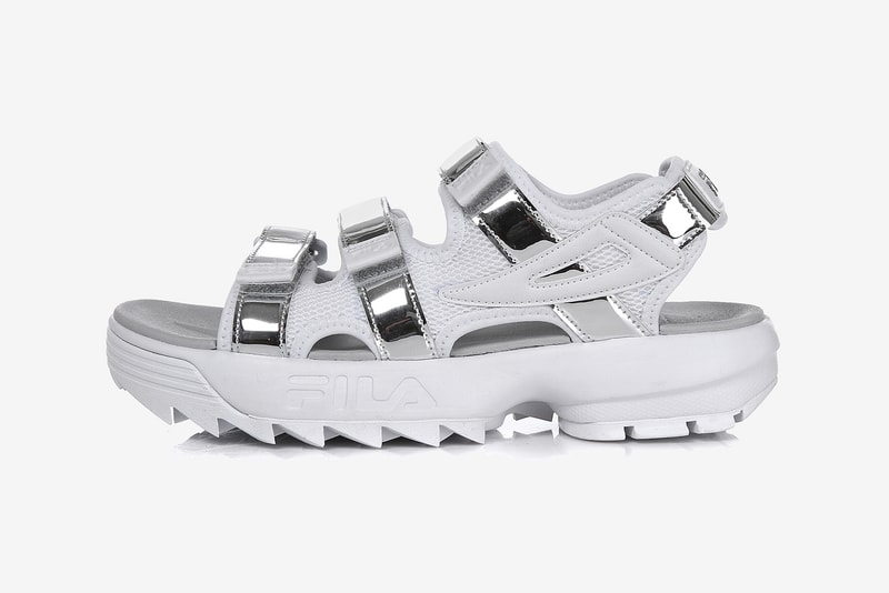 FILA Korea Chunky '90s Disruptor Sandals White Black Rose Gold Silver