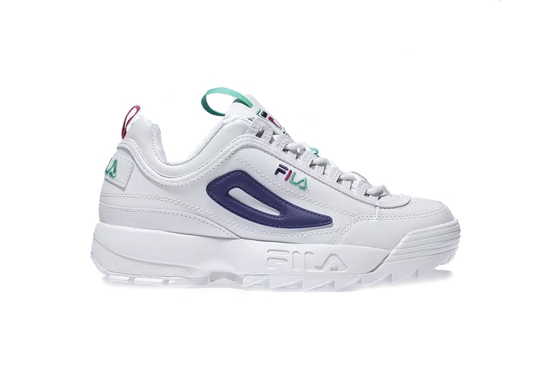 FILAs Disruptor 2 Arrives Premium Purple & White Sneaker Chunky Shoe Dad Trainer White Purple Pink Turquoise