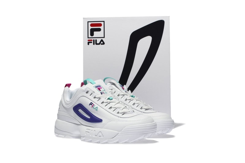 FILAs Disruptor 2 Arrives Premium Purple & White Sneaker Chunky Shoe Dad Trainer White Purple Pink Turquoise