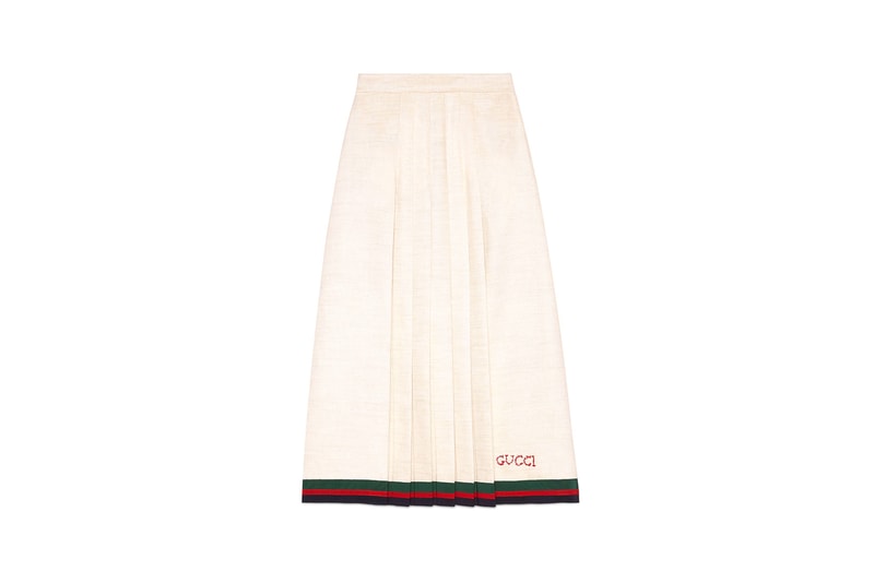 Gucci Linen Pleated Skirt White