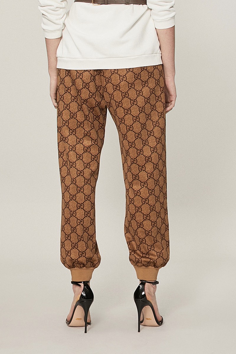 Gucci GG Intarsia Vintage Camel Brown Monogrammed Logo Track Pants