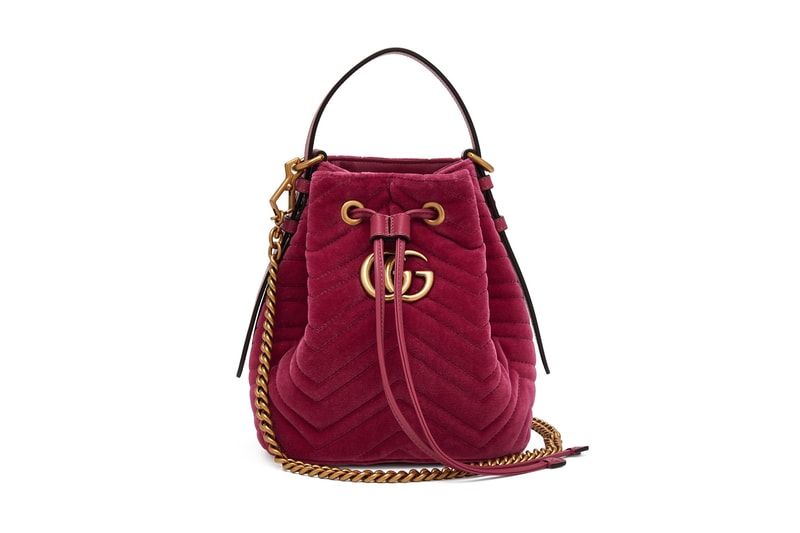 Gucci GG Marmont Bucket Bag Pink Velvet