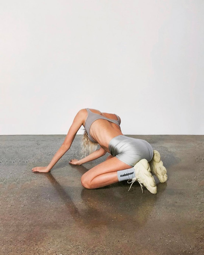 Kanye West Yeezy 500 Sneaker Super Moon Yellow Campaign Ads Instagram Calabasas Socks Influencer