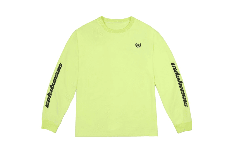 Kanye West Neon YEEZY Calabasas Just Dropped Longsleeve Neon Yellow Orange Sweater Yeezy Supply