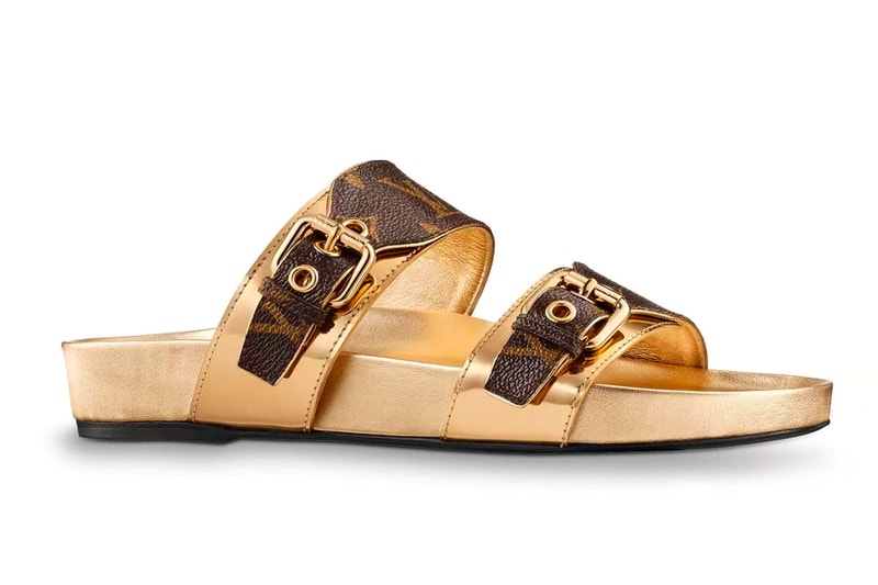 Louis Vuitton Bom Dia Mule Monogram Buckle Sandal Birkenstock Gold