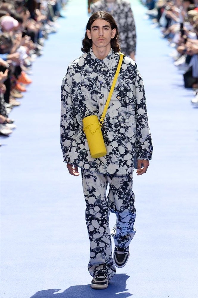 Virgil Abloh Louis Vuitton Paris Fashion Week Men's 2019 Printed Denim Yellow Bag