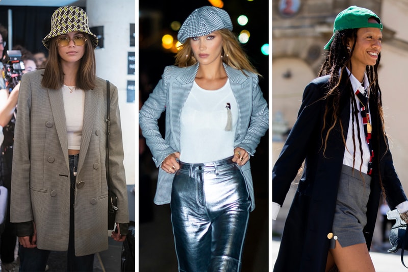 Kaia Gerber Bella Hadid Adesuwa Aighewi Supermodels Models Runway Fashion Off Duty Style Bucket Hat Newsboy Cap Baseball Tommy Hilfiger Thom Browne Alexander Wang