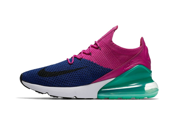 Nike Air Max 270 Flyknit Fuchsia Teal Blue