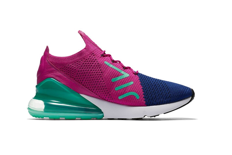 Nike Air Max 270 Flyknit Fuchsia Teal Blue