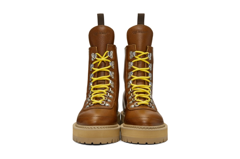 Off-White™ Hiking Boots in Brown and Black Combat Boots Virgil Abloh Lace Up Leather