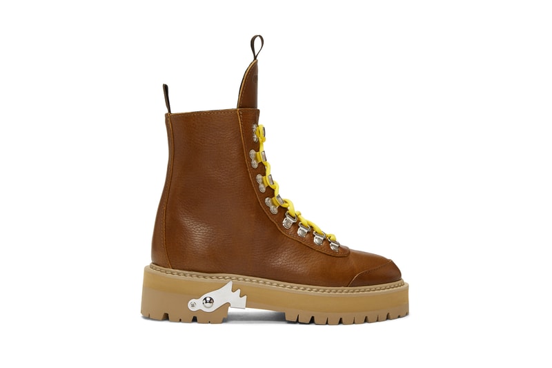 Off-White™ Hiking Boots in Brown and Black Combat Boots Virgil Abloh Lace Up Leather