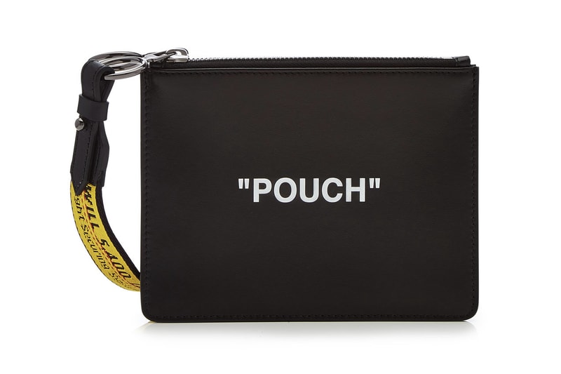 Off-White™ Black Leather "POUCH" Industrial Strap Wallet Clutch Bag