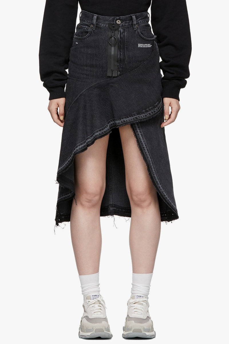 Off-White Ruffles Denim Skirt Grey