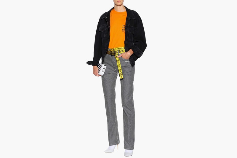 Off-White™ Drops Striped "DENIM" Pants Virgil Abloh Statement Trousers Jeans White Blue