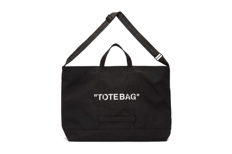 Off-White™ Black Logo "TOTEBAG" by Virgil Abloh Print Beach Bag Essentials