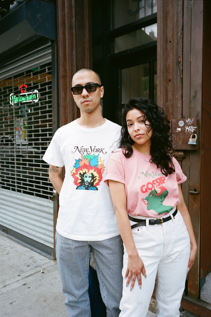 ONLY NY x New York Magazine Collaboration Psychedelic Gossip T-shirt White Light Pink