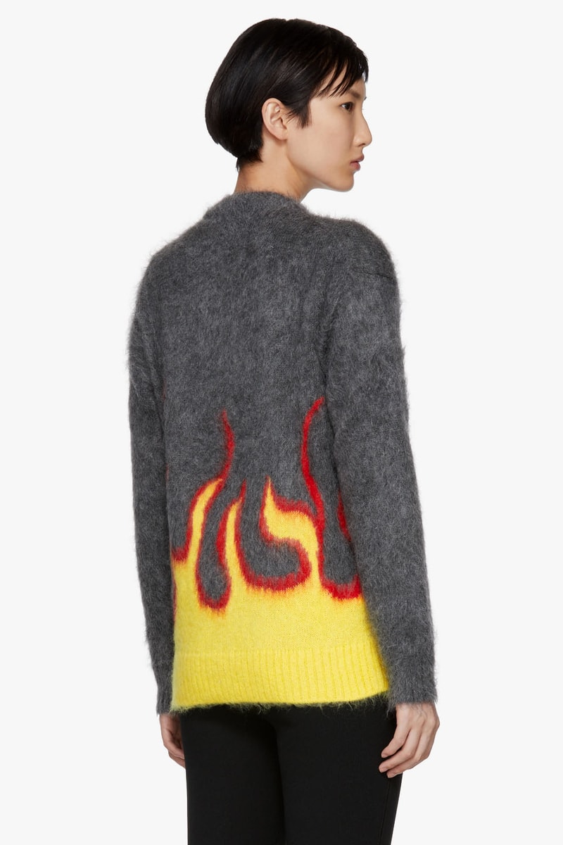 Prada Flame Fire Mohair Blend Sweater Print Graphic Winter Fall Sweatshirt 