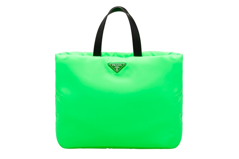 Prada Fluo Fluorescent Fall Winter 2018 Padded Nylon Tote Bag Green
