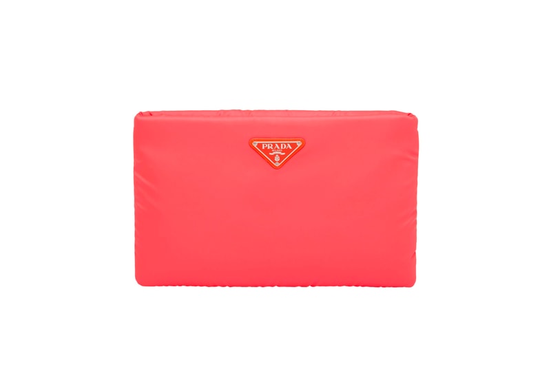 Prada Fluo Fluorescent Fall Winter 2018 Padded Nylon Clutch Orange
