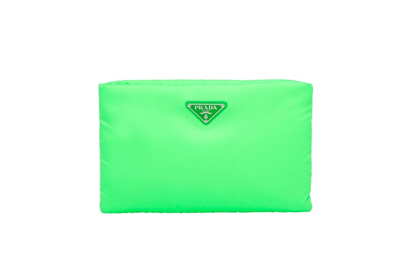 Prada Fluo Fluorescent Fall Winter 2018 Padded Nylon Clutch Green