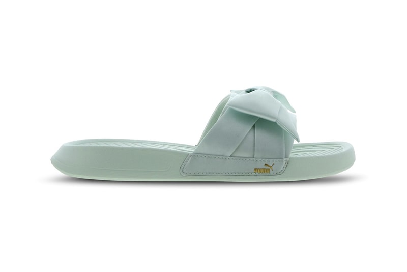 PUMA Satin Bow Slides Pastel Purple Mint Green