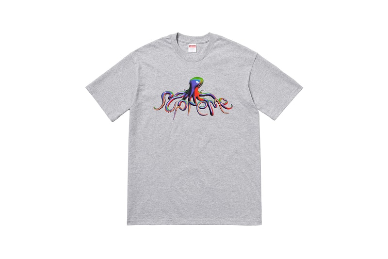 Supreme Summer 2018 T-Shirt Tees Collection Octopus Logo Grey