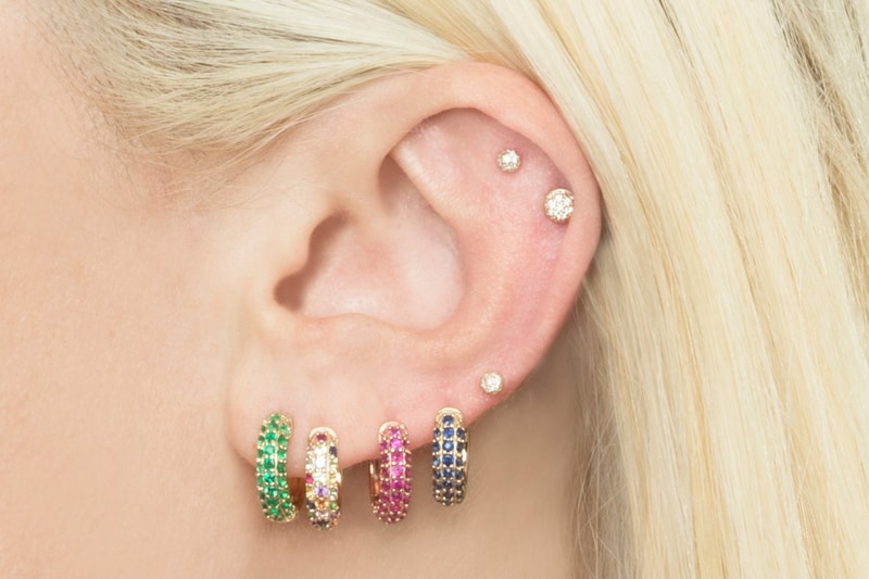 The Last Line Ruby Pave Wide Hoop Earring