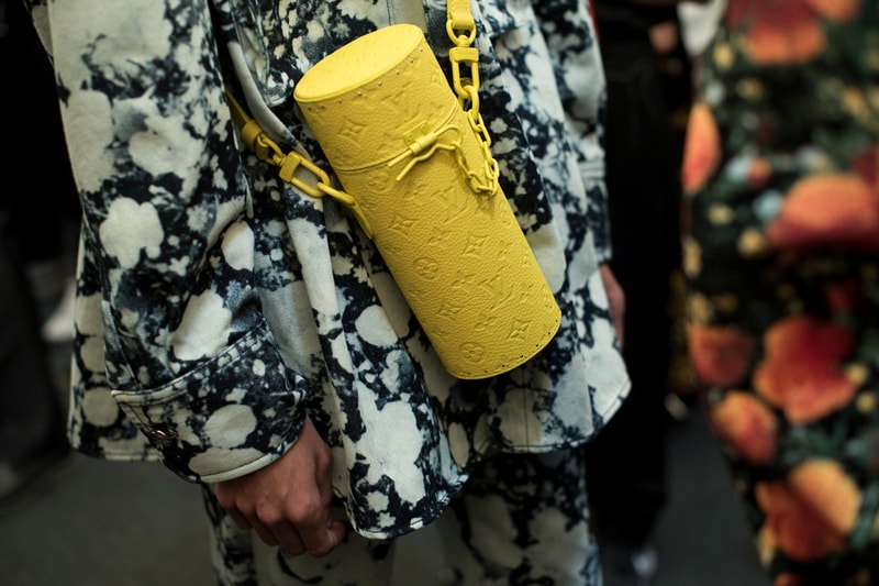 Louis Vuitton Men's Spring/Summer 2019 Show Paris Fashion Week Backstage Tie-Dye Shirt Logo Handbag Blue White Yellow